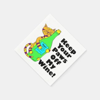 Winey Cat "Keep Your Paws Off My Wine" Disposable Napkin