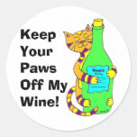 WineyCat "Keep Your Paws Off My Wine" Round Stickers