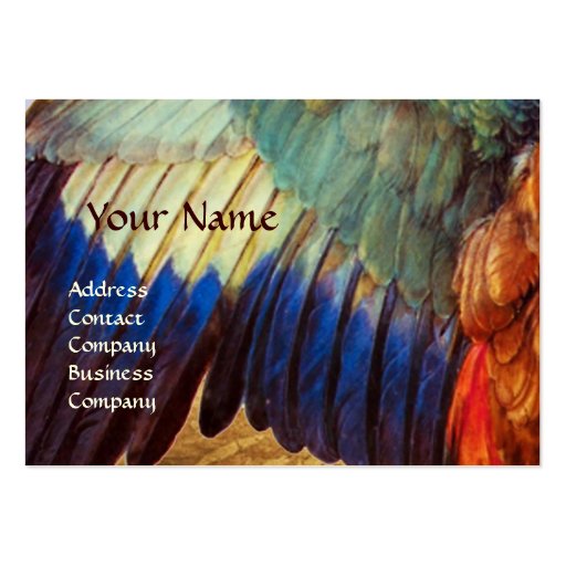 WING FEATHERS OF A ROLLER  ON  ANTIQUE PARCHMENT BUSINESS CARD TEMPLATES