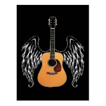 Winged Acoustic Guitar Postcard