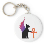 Winged Bast & Ankh Keychains