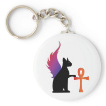 Winged Bast & Ankh Keychains