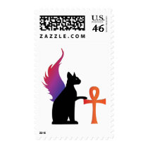 Winged Bast & Ankh Postage Stamp