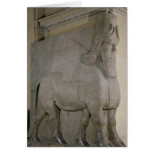Winged bull at a facade of King Sargon II's Greeting Cards