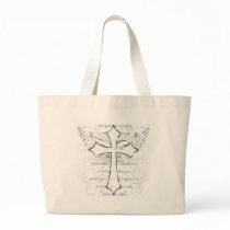 Winged Cross Light Tote Bag by saundejm Winged Cross Light Tote Bag