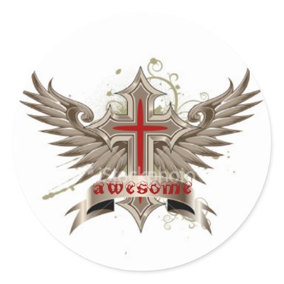winged cross sticker by alaskas_hobo