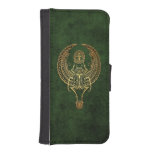 Winged Egyptian Scarab Beetle with Ankh on Green iPhone 5 Wallet Case