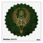 Winged Egyptian Scarab Beetle with Ankh on Green Wall Skin