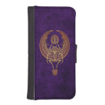 Winged Egyptian Scarab Beetle with Ankh on Purple Phone Wallet Cases