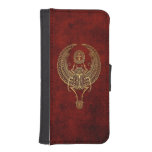 Winged Egyptian Scarab Beetle with Ankh on Red Phone Wallets