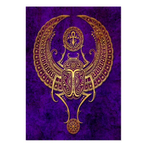 Winged Egyptian Scarab Beetle with Ankh - purple Business Card Templates