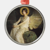 Winged Figure Seated Upon a Rock by Abbott Thayer Christmas Ornaments