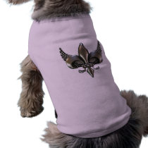 WINGED FLEUR-DE-LIS DISTRESSED PEWTER DOG TEE