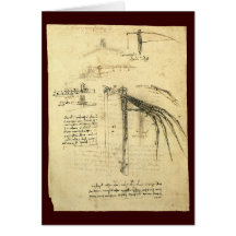 Winged Flying Machine Sketch by Leonardo da Vinci Greeting Cards