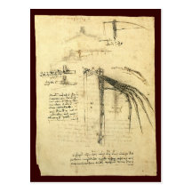 Winged Flying Machine Sketch by Leonardo da Vinci Post Card