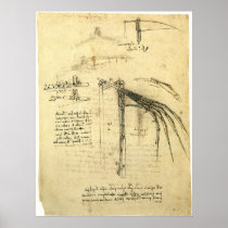 Winged Flying Machine Sketch by Leonardo da Vinci Print