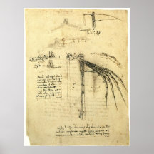 Winged Flying Machine Sketch by Leonardo da Vinci Print
