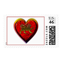 Winged Golden Lion Heart Rounded Edit Stamp