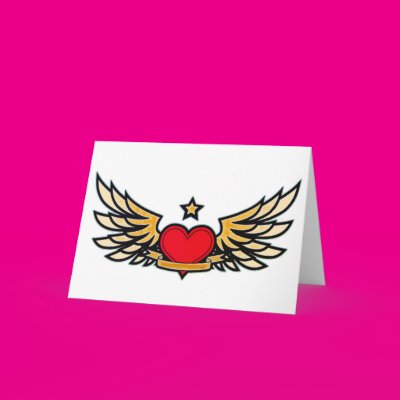 Winged Heart Greeting Card Zazzle_card