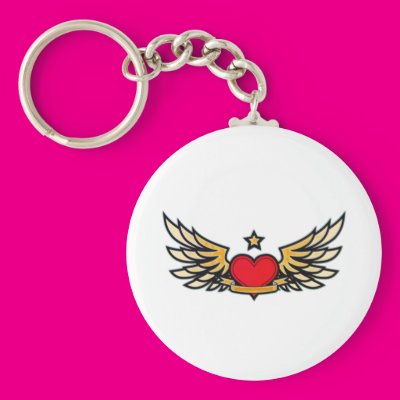 Winged Heart Keychain Zazzle_keychain Winged Heart Keychain Zazzle_keychain