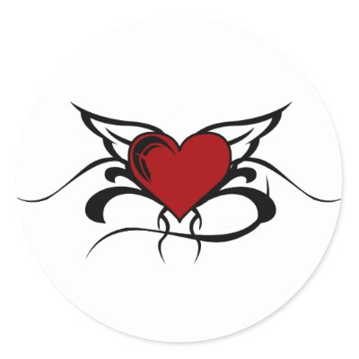 Winged Heart Tattoo Stickers