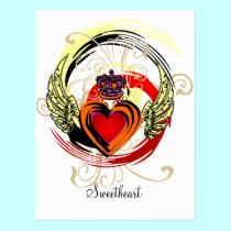 Winged Heart With Swirls Card postcards