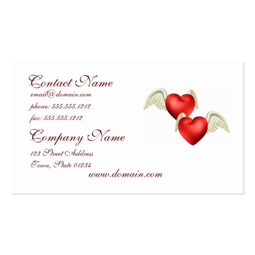Winged Hearts Business Cards (front side)