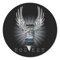 Winged Hockey Round Sticker