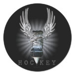 Winged Hockey Round Sticker