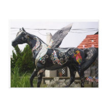 Winged Horse Parrot and glitter postcards