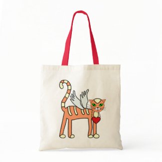 Winged Kitty with Heart Bag bag