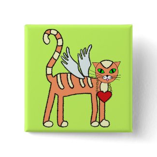 Winged Kitty with Heart Custom Button button