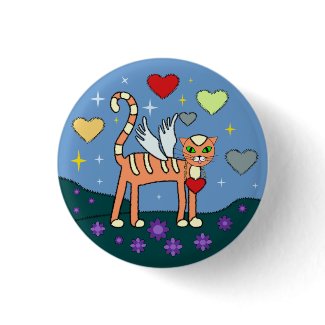 Winged Kitty with Heart Custom Button button