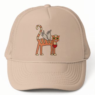 Winged Kitty with Heart Custom Hat hat