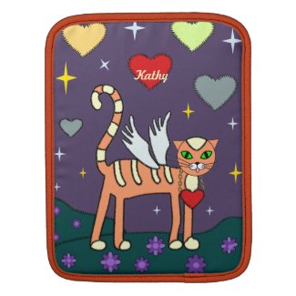 Winged Kitty with Heart Custom IPad1and2 Sleeve rickshawsleeve