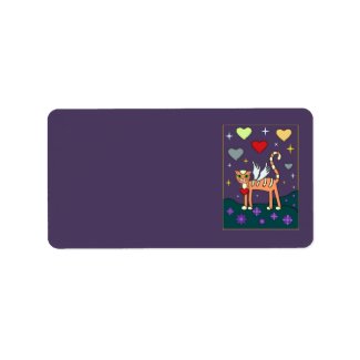 Winged Kitty with Heart Custom Label label