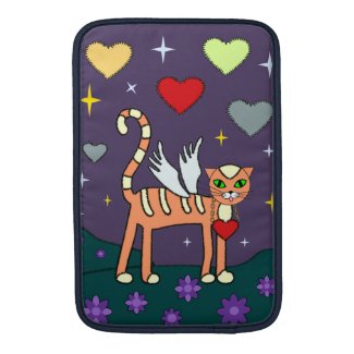 Winged Kitty with Heart Custom Macbook Sleeve rickshawsleeve
