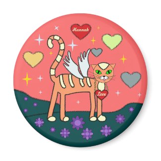 Winged Kitty with Heart Custom Magnet magnet