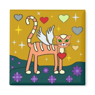 Winged Kitty with Heart Custom Magnet magnet