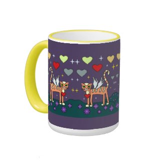 Winged Kitty with Heart Custom Mug mug