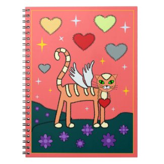 Winged Kitty with Heart Custom Notebook notebook