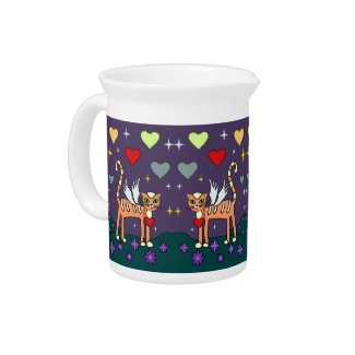 Winged Kitty with Heart Custom Pitcher pitcher