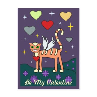 Winged Kitty with Heart Custom Postcard postcard