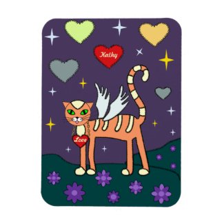 Winged Kitty with Heart Custom Premium Magnet premiumfleximagnet