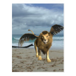 Winged Lion on Beach Postcard