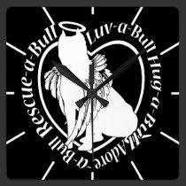 Winged Pitbull Angel Wall Clock wall clocks