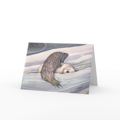 Winged Polar Bear Angel Christmas Card card