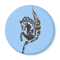 Winged Robot Horse magnets by kids_tshirts Winged Robot Horse magnets