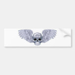 Winged skull bumper sticker