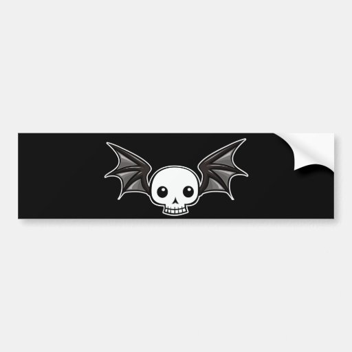 Winged skull bumper sticker